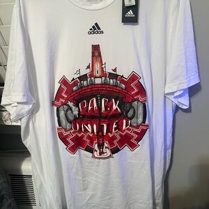 Adidas White and Red Graphic Men's Tee
